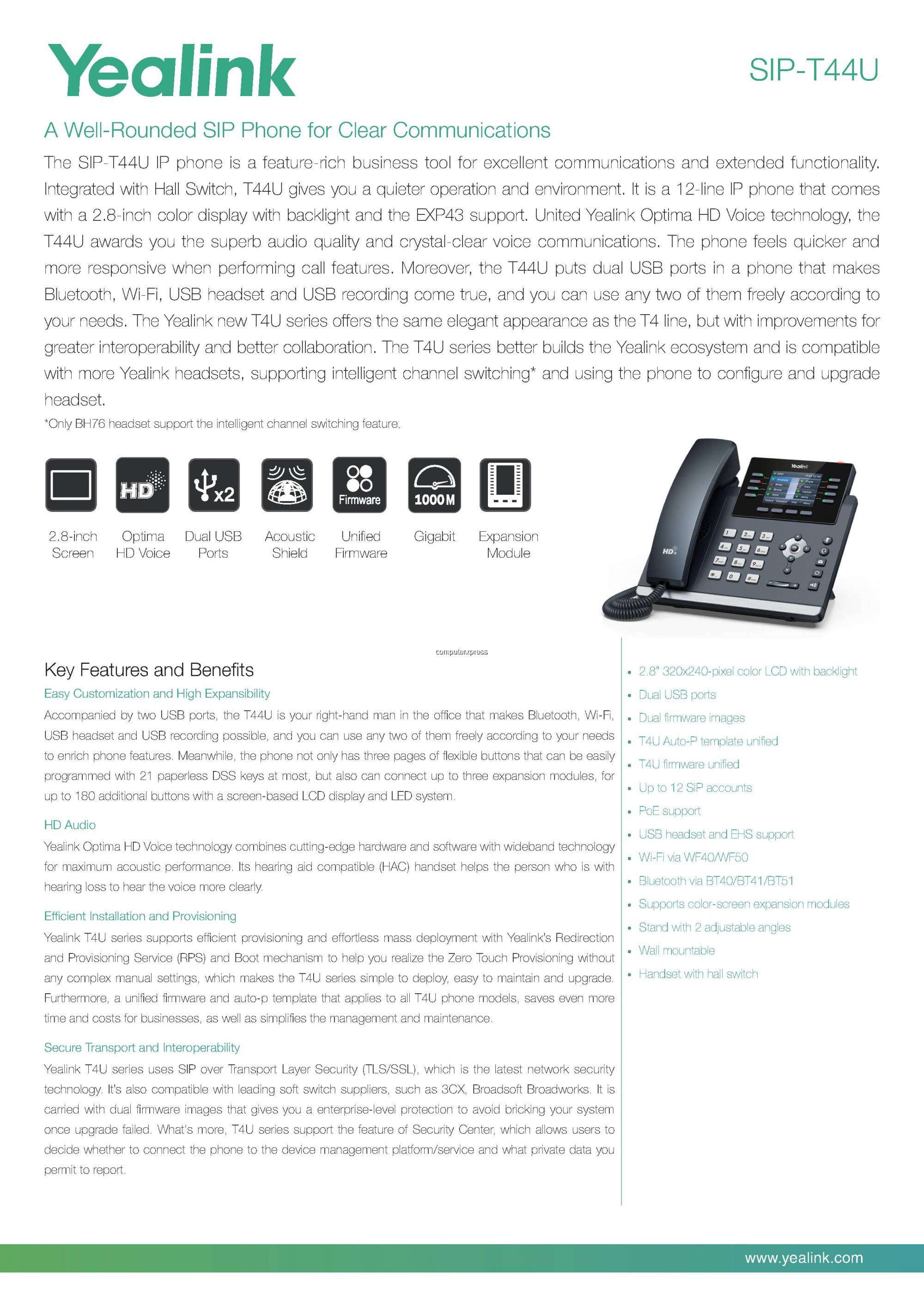 Yealink Sip-t44u Ip Phone T44u Poe Price Yealink T44U User...