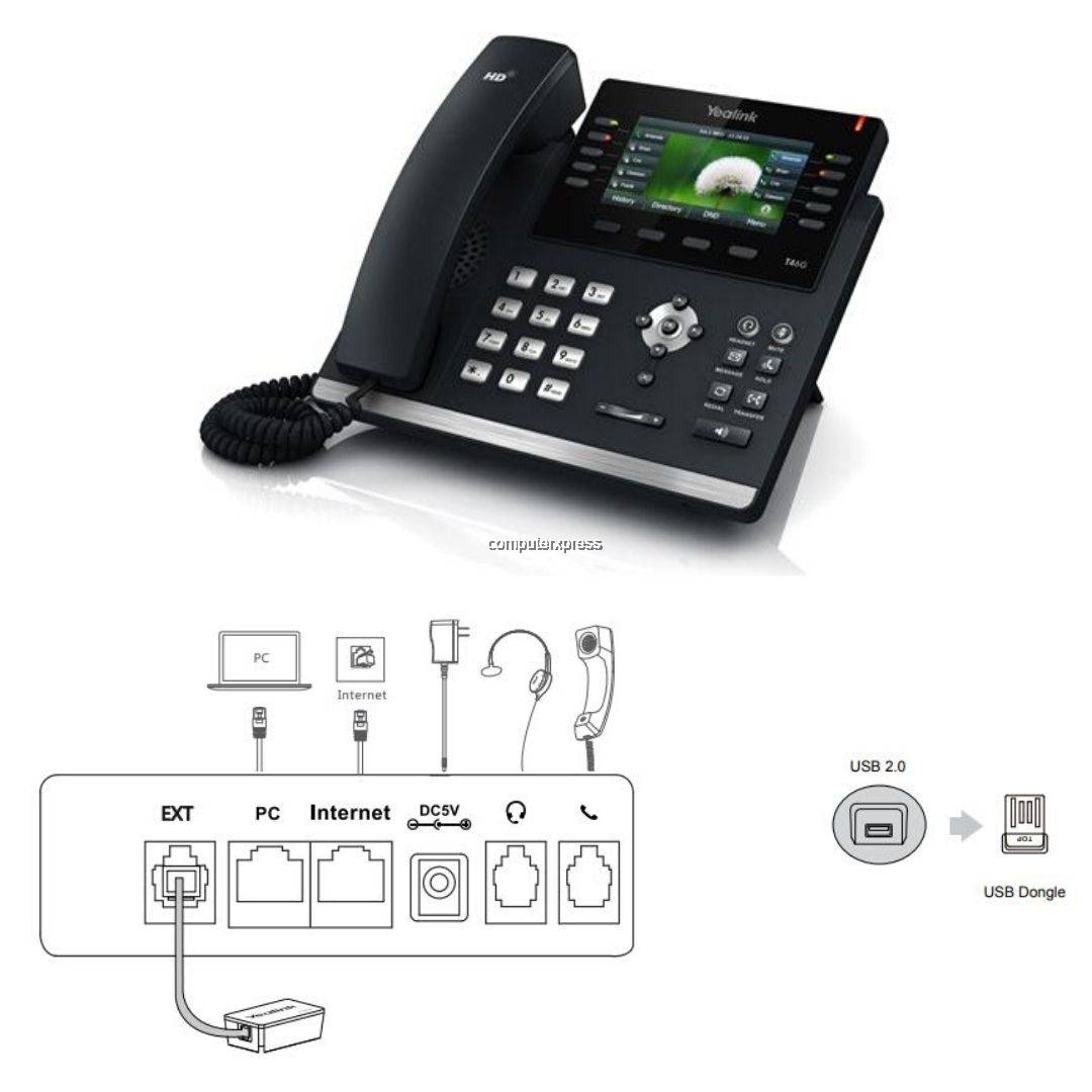 Yealink [6Pack] T46S IP Phone, 16 Color DualPort Gigabit